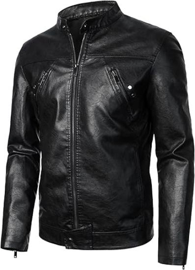 Picture of Heritage Leather Moto Racer Jacket in Black